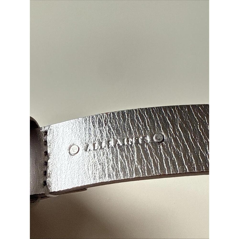 ALLSAINTS New Luna Metallic Leather Silver Western Skinny Womens Belt Size XL - Picture 7 of 11